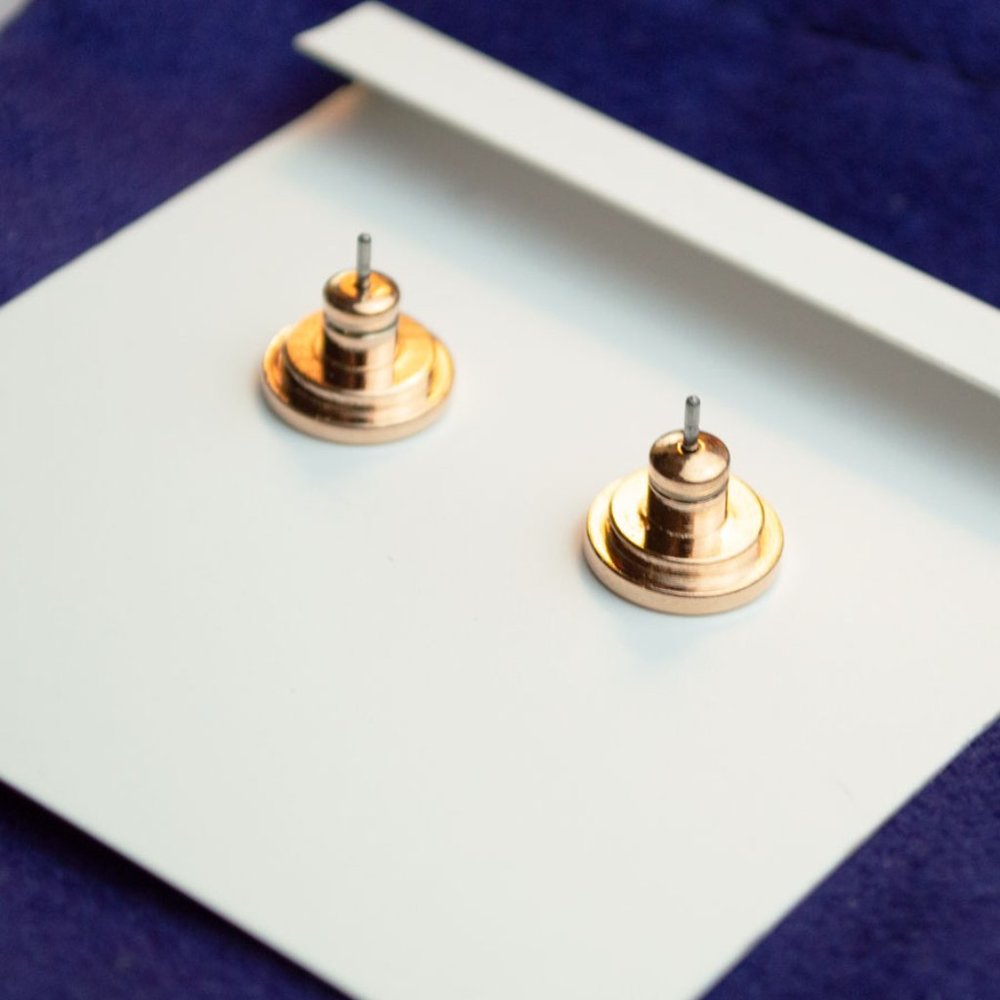 Tory Burch Rose Gold Circle Logo Stud Earrings NWOT - Picture 3 of 7